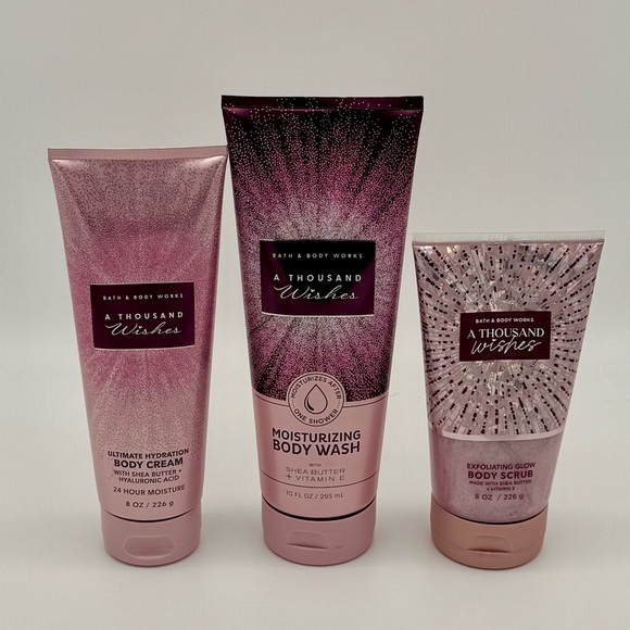 Bath and Body Works A Thousand Wishes Body Cream, Body Wash, Body Scrub NWT - Picture 1 of 4